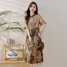 新中式国风刺绣连衣裙女2025夏季新款复古气质宽松显瘦改良旗袍裙，女装连衣裙，魅衣本色