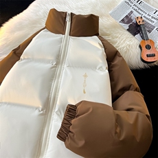 现货抖音得物可供视频三防加厚羽绒拼接棉衣外套面包棉服86650，男装棉衣，电商A486