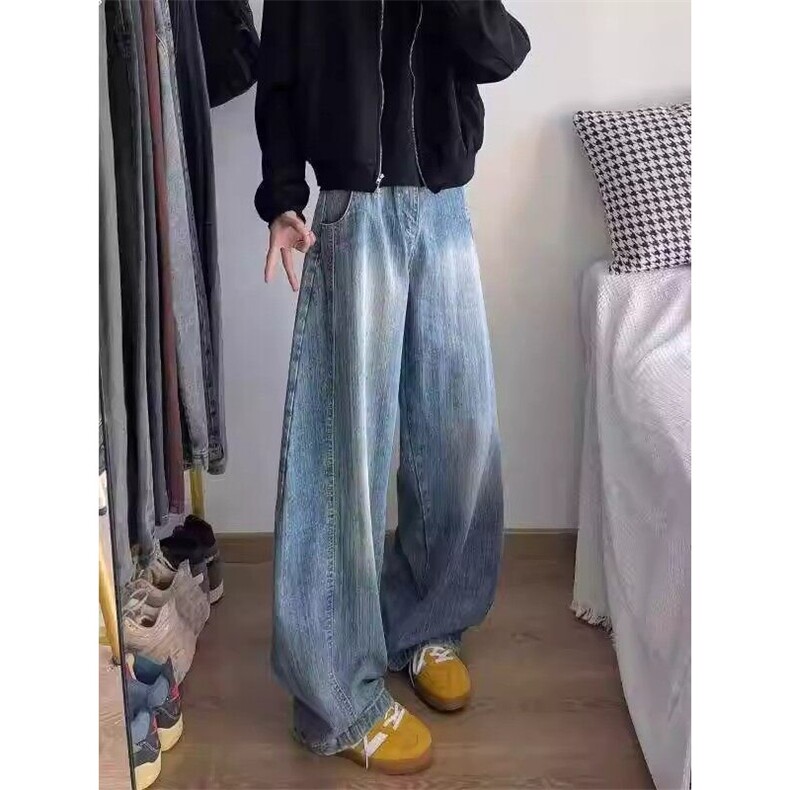 美式高街春夏复古水洗做旧牛仔裤直筒阔腿长裤潮KZ303064--TP45,男装牛仔裤,电商A247C