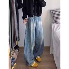 美式高街春夏复古水洗做旧牛仔裤直筒阔腿长裤潮KZ303064--TP45，男装牛仔裤，电商A247C