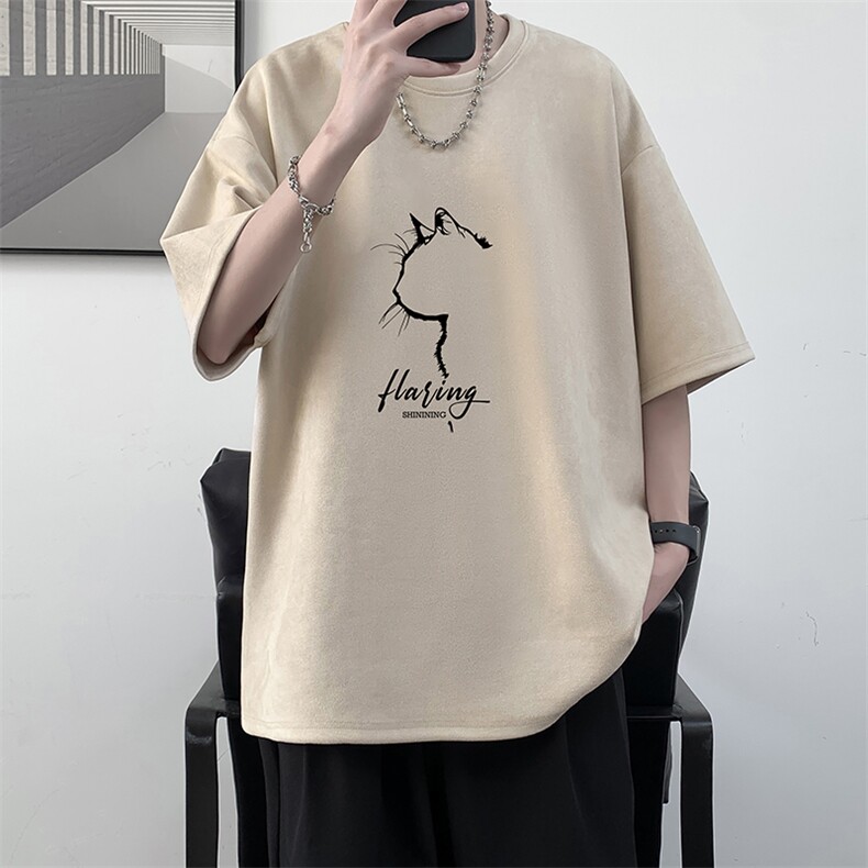 麂皮绒短袖t恤男大码半袖男大皂风JD82344-P25,男装T恤,电商A040