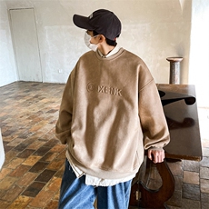 2023春季大码白屋鹿皮绒圆领卫衣青春流行宽松型-JK23101-P45控69，男装卫衣，星座605(原A050)