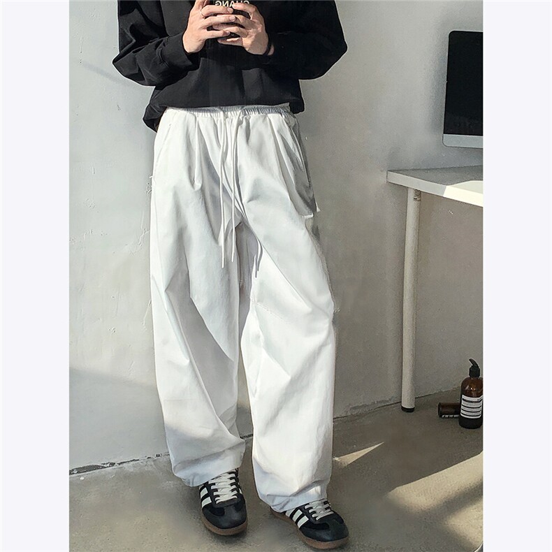 白色休闲裤男士春夏轮廓型堆堆裤直筒运动裤宽松百搭长裤P48,男装休闲裤,电商C306-1