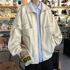 2023新款美式复古黑色机车皮衣夹克男秋冬季外套潮流W6205-P65，男装皮衣，星座512-3
