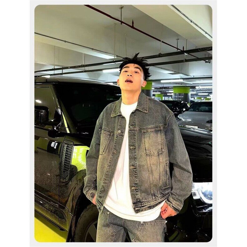 W9239-P63网图现货春季新款复古牛仔外套美式高街宽松休闲夹克,男装夹克,星座1608-2