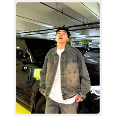 W9239-P63网图现货春季新款复古牛仔外套美式高街宽松休闲夹克，男装夹克，星座1608-2