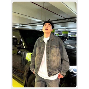 W9239-P63 网图现货 春季新款复古牛仔外套美式高街宽松休闲夹克图片