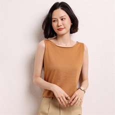 新款68支精纺一字领吊带背心内搭上衣百搭针织衫打底衫，女装背心吊带，江帆羊绒