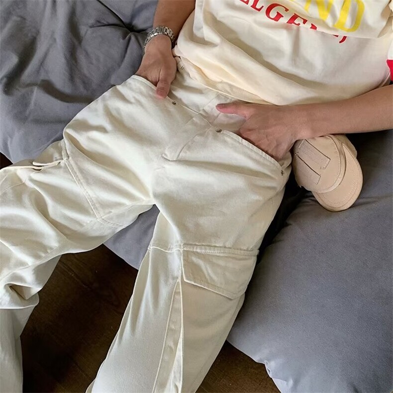 日系复古工装裤男女春季潮牌宽松直筒裤子小众设计高级感休闲长裤,男装工装外套,星座218-1（原230）