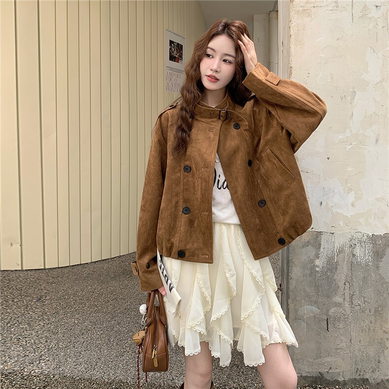 新品！复古麂皮夹克2C213-905-P155-K228,女装短外套,2C213