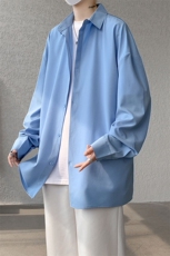 2025春季衬衫男新款港风宽松纯色长袖衬衣CY008-P30，男装衬衫，星座214-3