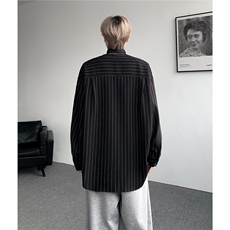 春秋季薄款老钱风休闲自带领带男慵懒风衬衫宽松时尚衬衣搭配，男装衬衫，电商B319