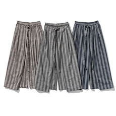 日系条纹阔腿休闲裤棉麻复古民族风裙裤潮牌休闲裤子D536/P75，男装民族服装，星座206（原A221）