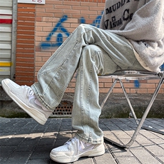 美式街头复古水洗做旧牛仔裤男休闲直筒坠感高街ins潮WH69-p50，男装牛仔裤，星座1008-1