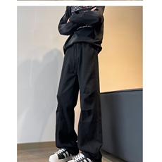 水洗复古cleanfit裤子男秋季美式潮牌垂感褶皱休闲百搭长裤K2877，男装休闲裤，星座506