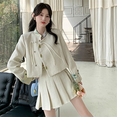 小香我风外套迷你裙两件套，女装套装/套裙，红龙果
