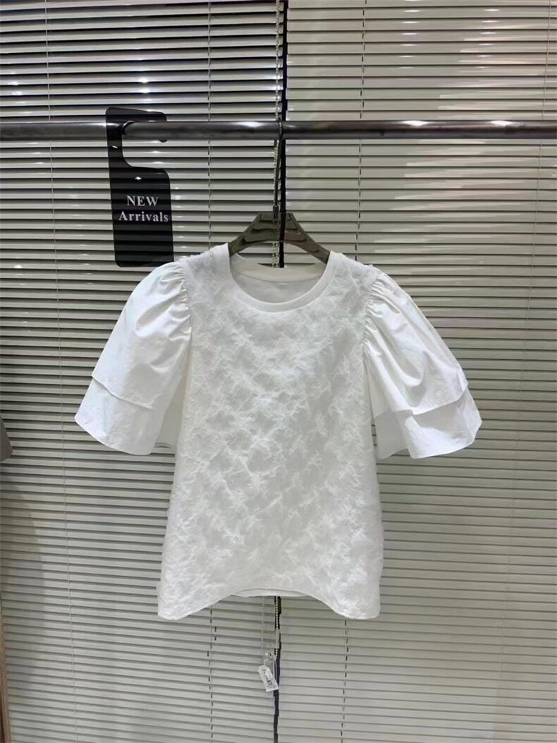 【现货】拼接袖工艺面料短袖，其它，橙色恋人(6F)