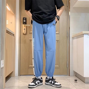 春夏运动休闲裤男直筒垂感ins潮牌港风冰丝裤K670P33图片