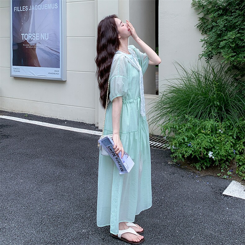 薄荷曼波法式温柔风连衣裙女2025夏季新款减龄气质显瘦设计感长裙,女装连衣裙,2C292