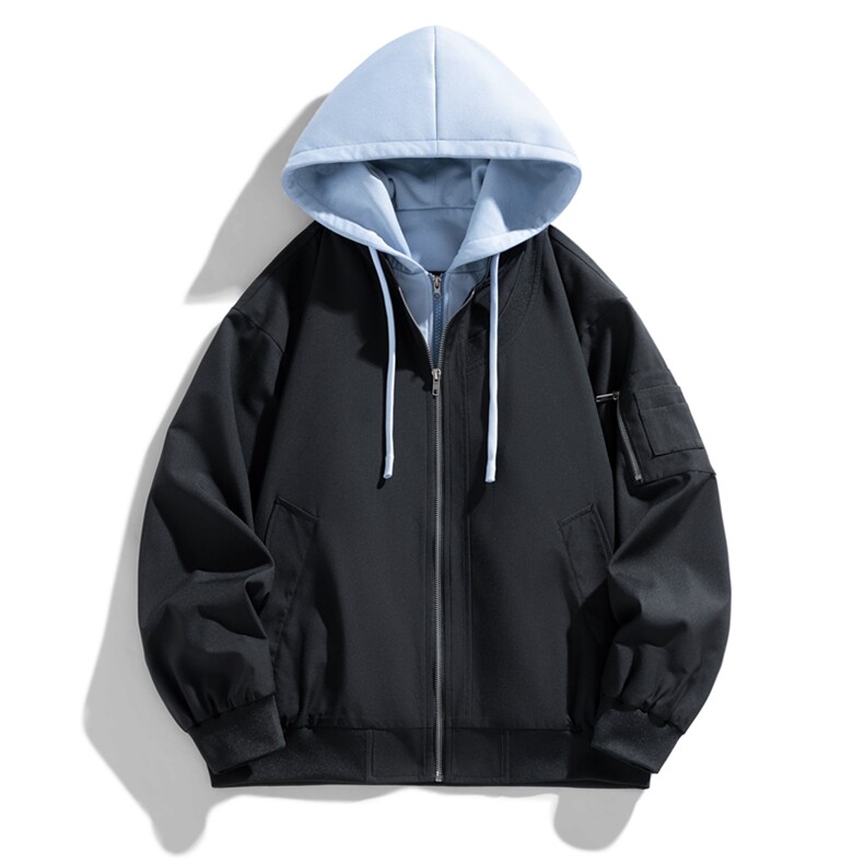 现货假两件夹克男休闲冲锋衣外套DSA157B-J205-P65,男装夹克,电商A157B