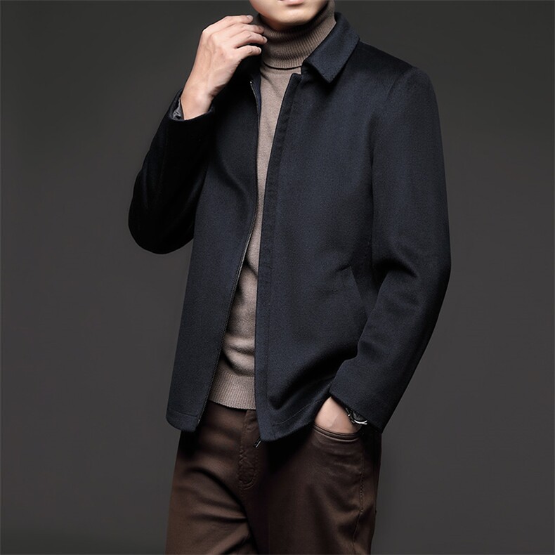 D-A2108男士2023年秋冬新款长袖外套翻领休闲中老年夹克P305，男装毛呢大衣，电商B360