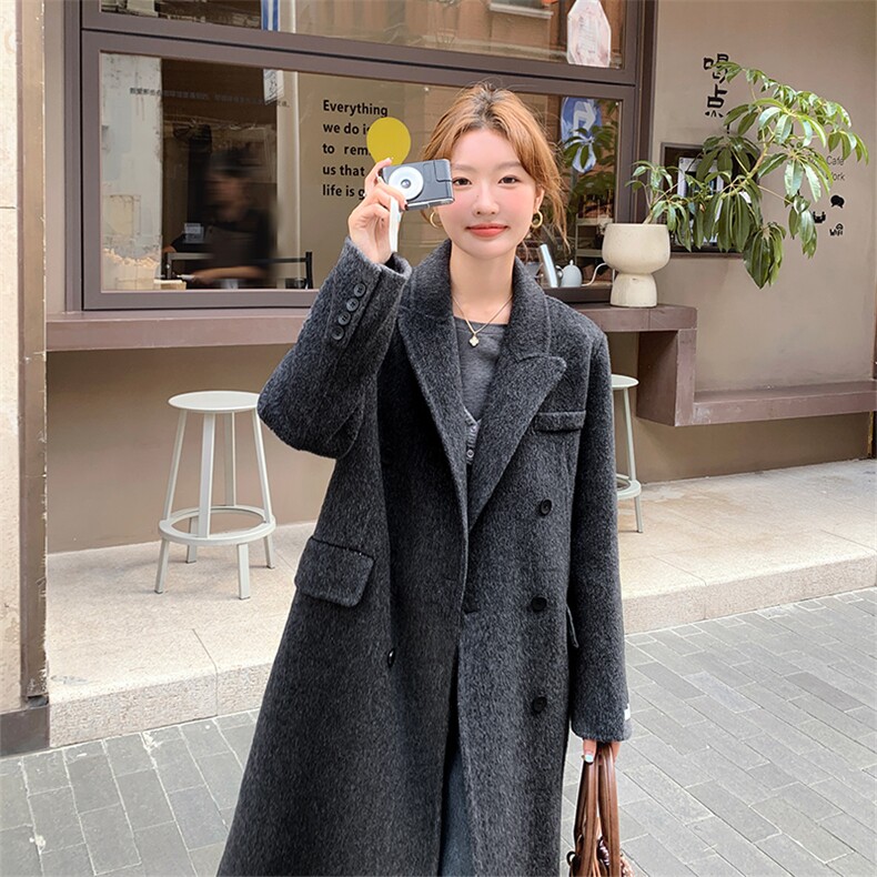 韩版气质双面羊绒大衣套装女2025年秋冬季新款显瘦呢子马甲两件套,女装毛呢外套,1C130