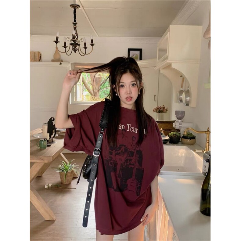 夏季美式潮牌复古宽松休闲BF风重磅纯棉短袖T恤男女情侣款上衣,男装T恤,四季星座505