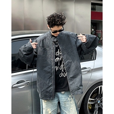 美式复古工装牛仔外套设计感小众水洗做旧夹克潮JK0935-P95，男装夹克，星座308B-1