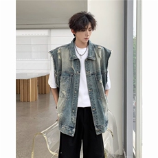 春秋新款无袖宽松连帽卫衣男马甲夹外搭上衣男，男装卫衣，星座716-2