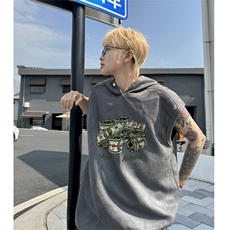 麂皮绒连帽背心坎肩男T恤美式港风JLB457-P30控48，男装T恤，电商B370