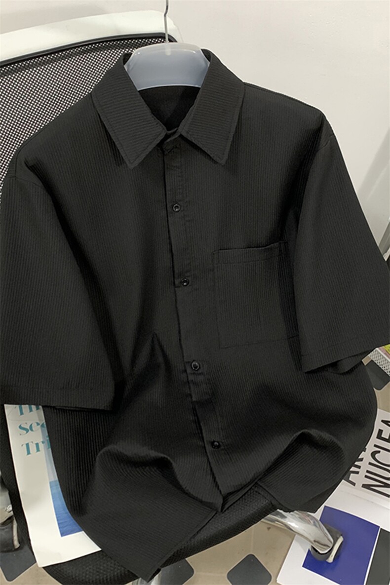 设计感条纹短袖衬衫夏季2025新品男女同款潮流百搭DX102-特P30,男装衬衫,电商A178