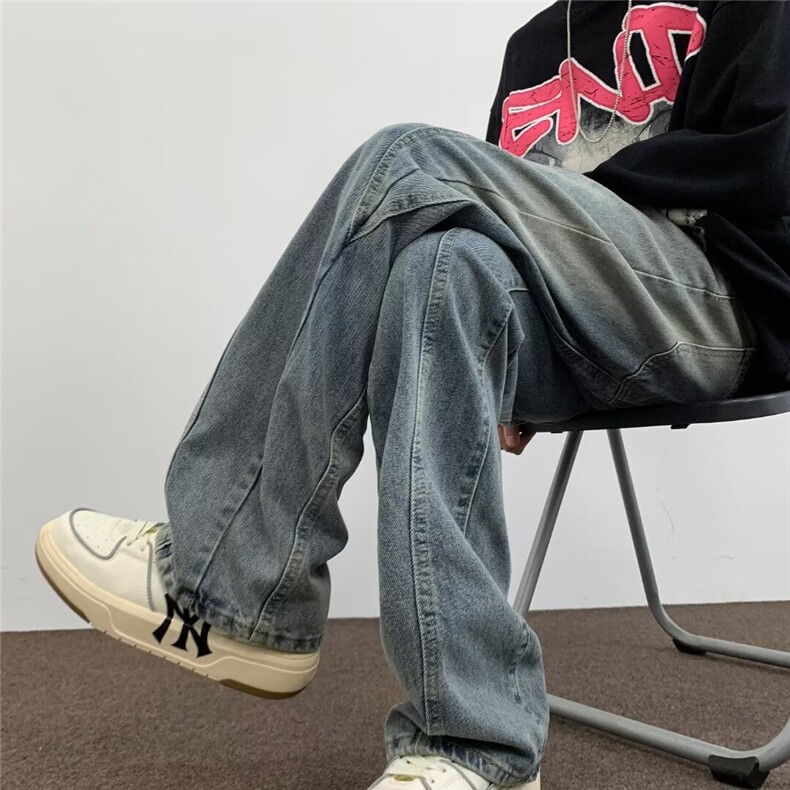 高街牛仔裤男韩版潮流直筒修身2024夏季新款ins长裤RK1612-P46,男装牛仔裤,星座412-2