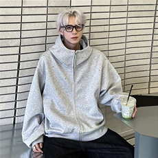 小众设计金属点缀连帽开衫卫衣宽松复古纯色夹克JK605-P78，男装夹克，电商C307