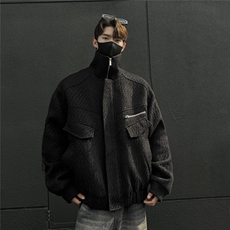 美式夹棉高领防风飞行服棉服潮系针织肌理纹加厚外套896p118，男装棉衣，电商A458A