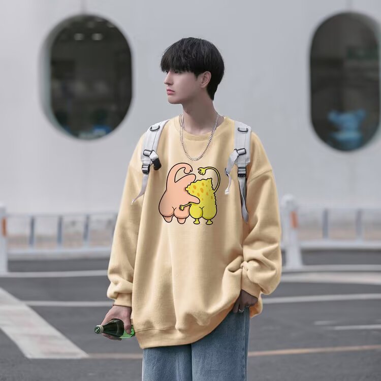 圆领卫衣男款春秋季宽松大码百搭透气卡通印花长袖上衣,男装卫衣,星座506A