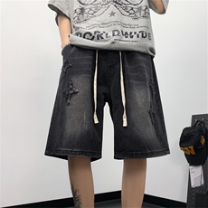 夏季新款潮牌破洞牛仔短裤美式复古百搭宽松五分裤现货K7980-P40，男装牛仔裤，星座512-3