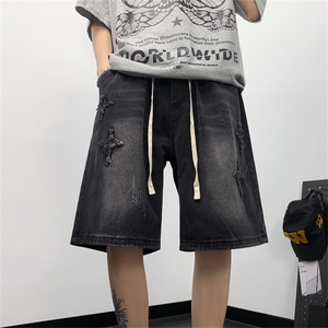 夏季新款潮牌破洞牛仔短裤美式复古百搭宽松五分裤 现货K7980-P40图片