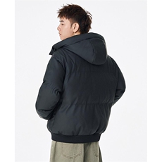 现货5W件冬季三防重磅boxy短款羽绒连帽PU皮棉衣外套防风加厚棉服，男装棉衣，电商A486-1