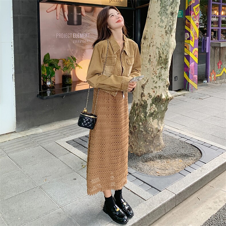 2025春季新款高级感设计镂空吊带连衣裙套装女时尚法式外套两件套,女装套装/套裙,浪娴服饰