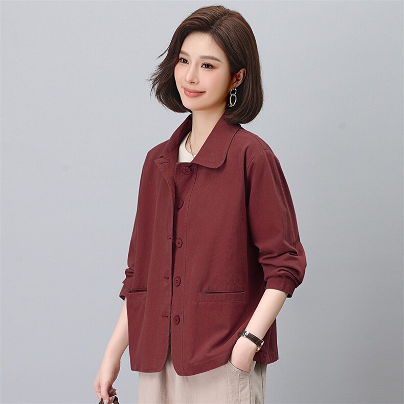妈妈春秋外套女2026新款时尚宽松显瘦小个子短款大码休闲翻领上衣,女装短外套,悦见她