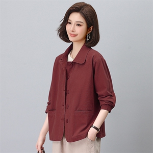 妈妈春秋外套女2026新款时尚宽松显瘦小个子短款大码休闲翻领上衣图片