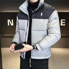 9826-L-4XL-P175标50绒店主风男士休闲刺绣拼色立领羽绒服外套，男装羽绒服，电商B255