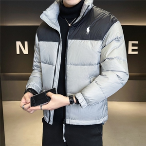 9826-L-4XL-P175标50绒店主风男士休闲刺绣拼色立领羽绒服外套图片