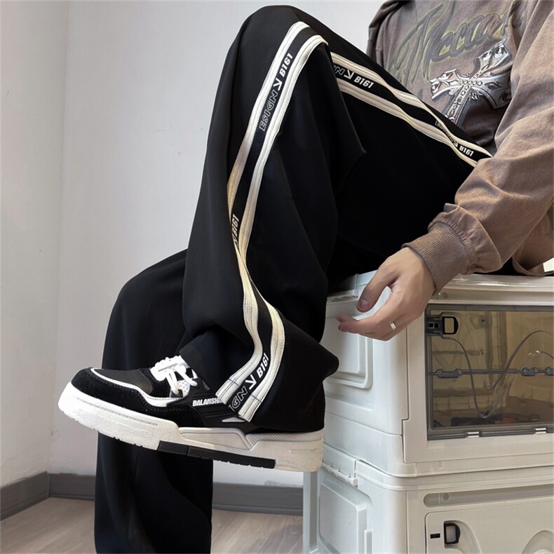 夏季潮牌垂感宽松直筒休闲裤美式vibe高街条纹裤子男款K7257-P38,男装休闲裤,星座512-3