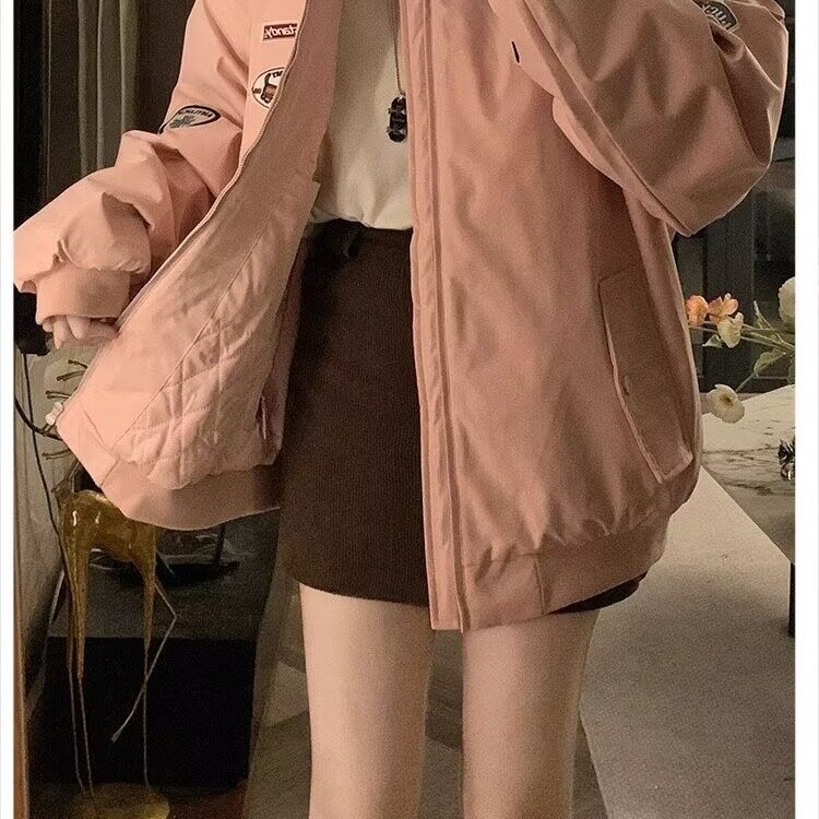 美式羊羔毛领棉服少女冬装2024新款初中高中学生宽松棉衣加厚外套,男装棉衣,星座506A