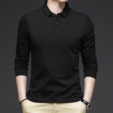 春秋季新款时尚长袖T恤男士中年翻领polo衫爸爸装商务休闲上衣，男装T恤，电商B212（原钱塘6029）