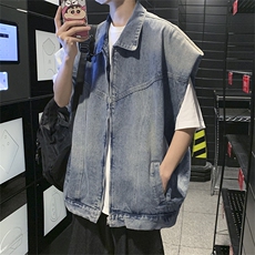 A554-P622024新款机车夹克坎肩无袖背心潮牌垫肩牛仔马甲男现货，男装背心/马甲，星座512-6