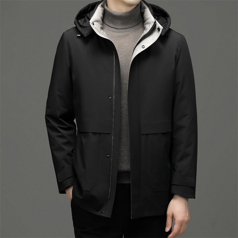 CDY7700钱塘2020-2中年男士连帽休闲保暖中长款羽绒服外套P310,男装羽绒服,钱塘207-2
