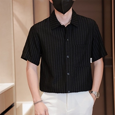 档口大货男士短袖衬衫面料冰丝透气品质衬衣C317-C801-P55，男装衬衫，电商C317