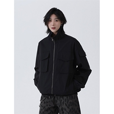 春季新款港风美式多口袋宽松潮流立领夹克XZ213-JK5555-P70控108，男装夹克，星座213